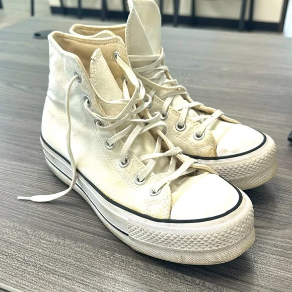 Women's High-Top Platform Canvas Sneakers - Cream Converse size 7 - Picture 1 of 7